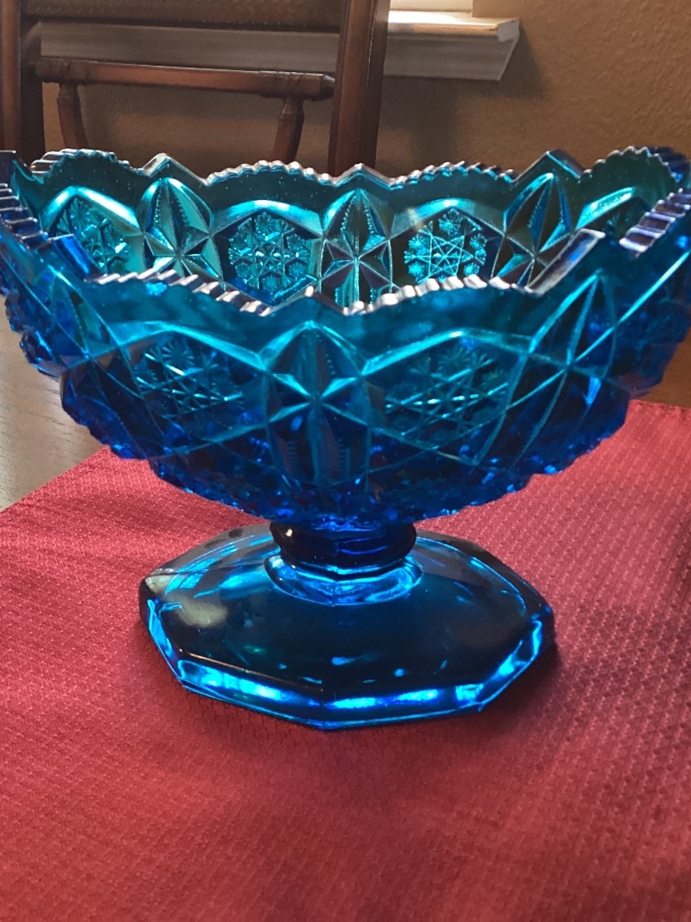 Vintage Aqua Turquoise blue glass bowel Carnival glass